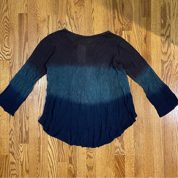 Greater Good ~ Earth & Sky Ombré Embroidered, Sequined, Beaded Boho Top - Picture 9 of 14